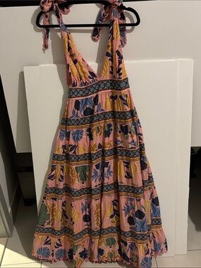 FARM Rio PinkTie-Shoulder Midi Dress -NWT